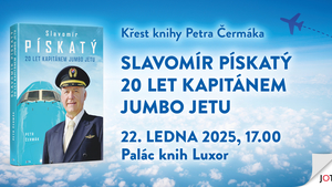 Křest knihy Slavomír Pískatý - 20 let kapitánem Jumbo Jetu v Praze v Paláci knih LUXOR na Václavském náměstí